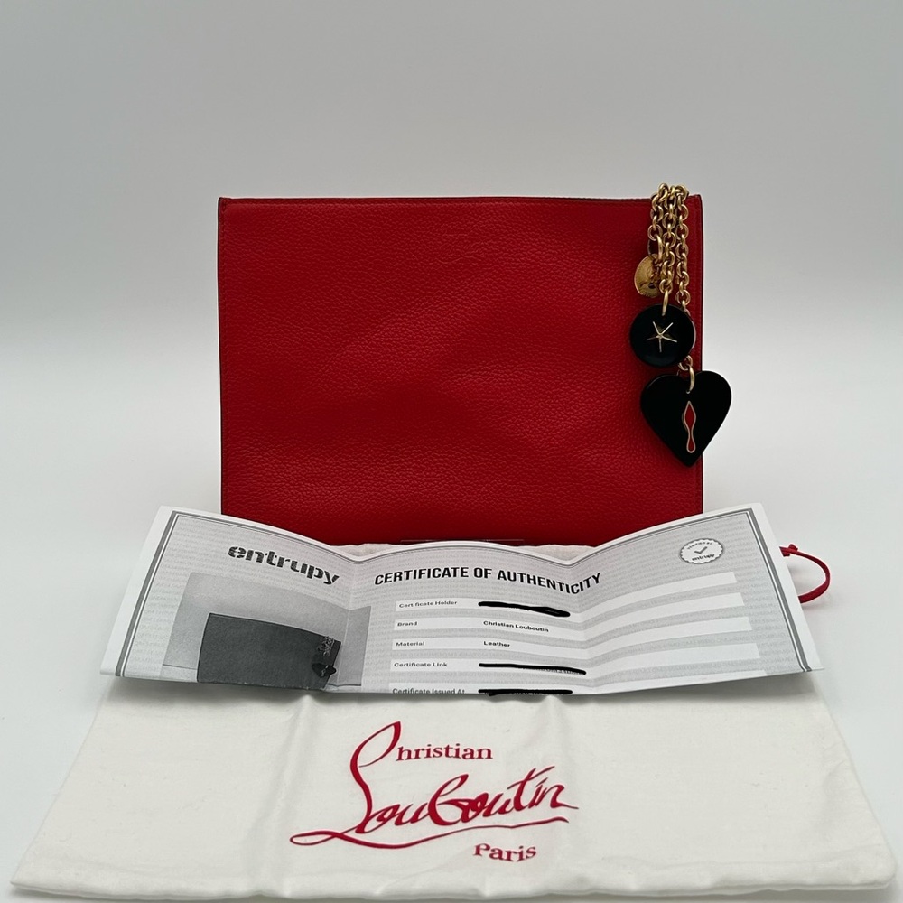 Christian Louboutin Red Loubicute Leather Pouch with Charms